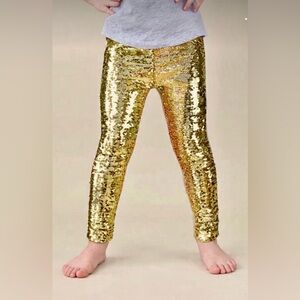 🛑SOLD IN BOUTIQUE Joyfolie Juno Sequin/Velvet Leggings Gold by Mia Joy - Size 2T